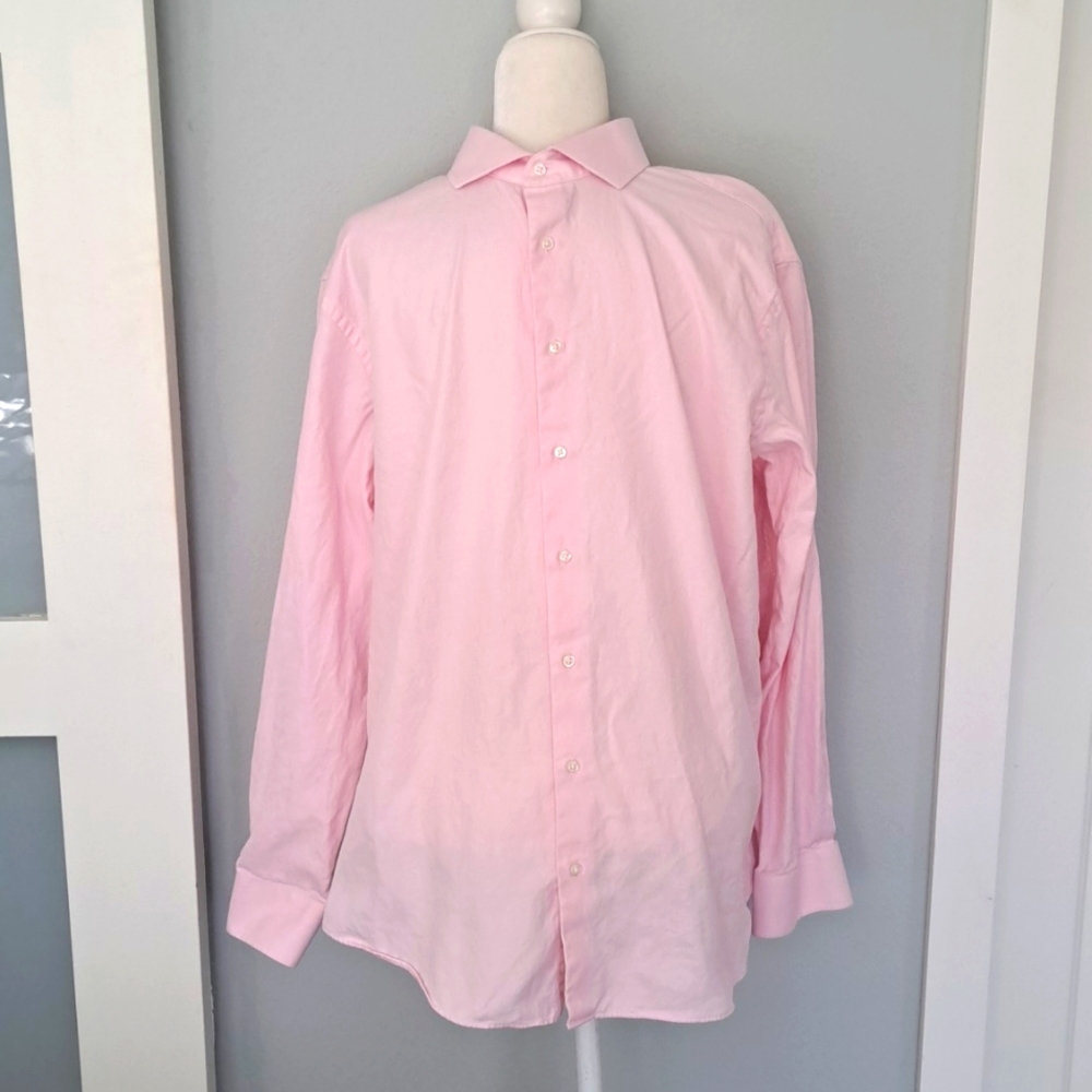 Men's Nordstrom Rack Pink Trim Fit Button-down Shirt size 17 34/35
